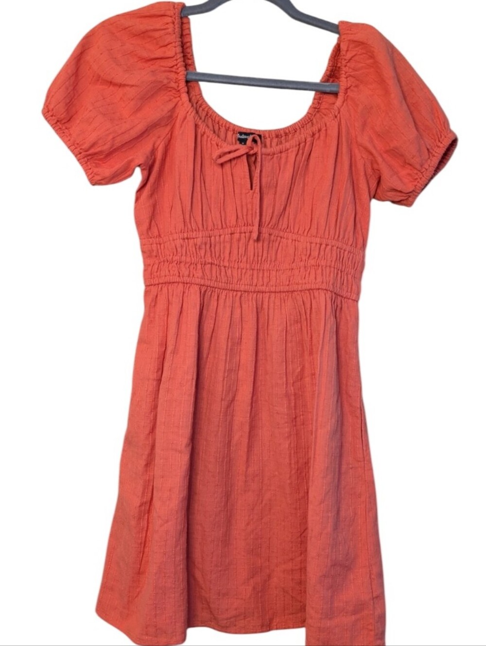 Madewell Dobby Sophia Tie-Front Mini Dress size Small cotton NK452 orange